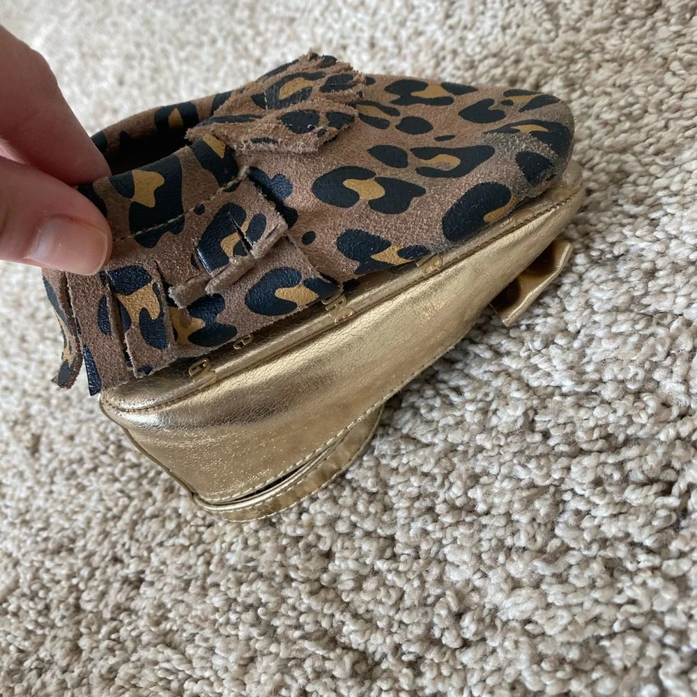 Baby girl toddler cheetah neutral leopard moccasins shoes